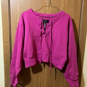 Victoria's Secret Fuchsia Lace-Up Sweatshirt